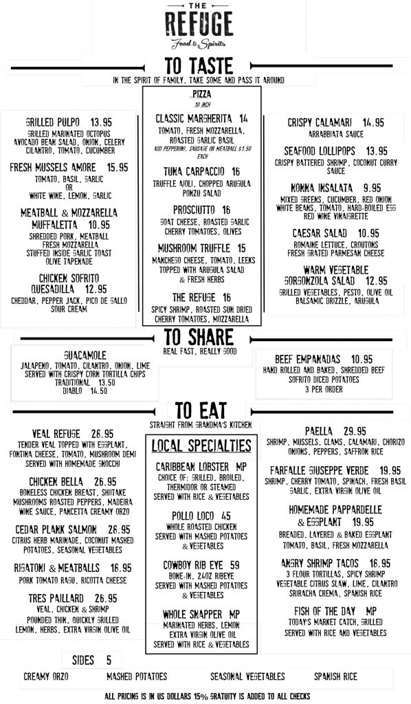 THEREFUGEATSUNSETDINNERMENU Sunset Beach Bar Sxm